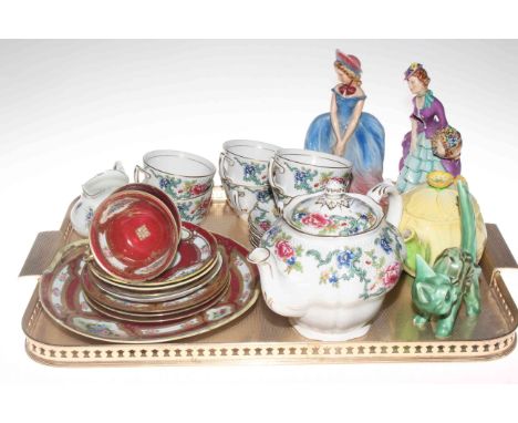 Two Goebel figures, Booths 'Floradora' teaware and other teaware, etc.