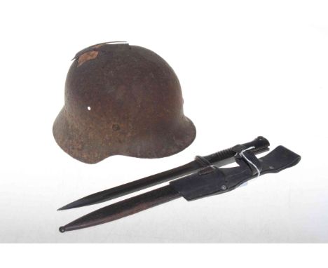 WWII German helmet and dagger with correspondence.