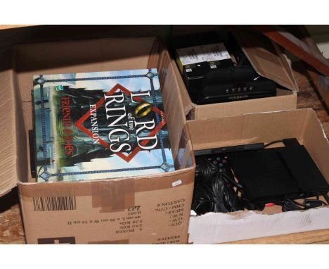 Box of games, in-car entertainment, headphones, PS2 and controller.