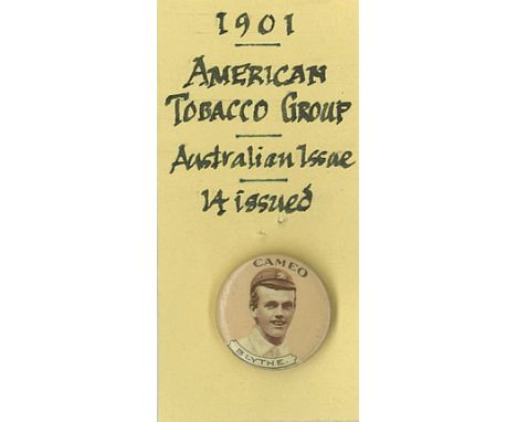 A.T.C., celluloid button, Cricketers, Blythe, 21mm dia., Cameo paper insert, VG