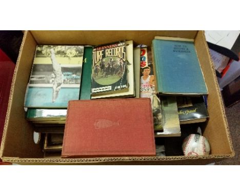 SELECTION, inc. books, coins, baseballs, camera, school photo, photographs, tin, cricket plate; cricket, horse racing etc., g