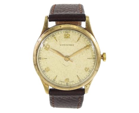 Longines gentleman's 9ct gold manual wind wristwatch, Cal. I2.68ZS, dial with Arabic and dagger hour markers and outer second