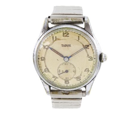 Tudor gentleman's plated manual wind wristwatch, Ref. 709, case No. 625113, dial with Arabic hour markers and subsidiary seco