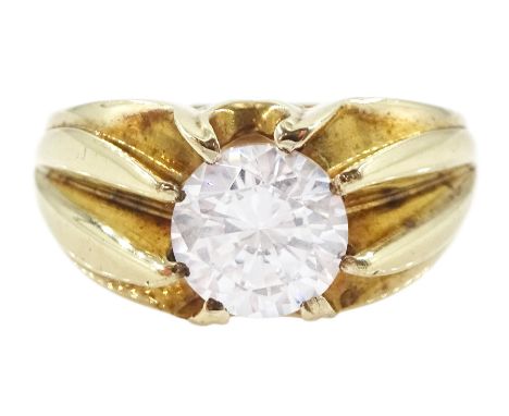 9ct gold gypsy set single stone cubic zirconia ringCondition Report:Approx 5.05gm, tested 9ct, size R