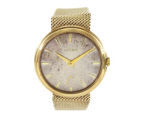 Movado gentleman's 9ct gold manual wind wristwatch, silvered dial with baton hour markers and subsidiary seconds dial, London
