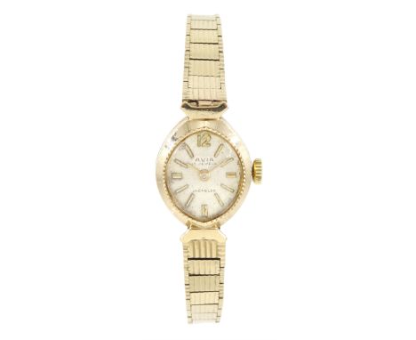 Avia ladies 9ct gold manual wind wristwatch, on integral 9ct gold bracelet, hallmarkedCondition Report:Approx 11.6gm (excludi