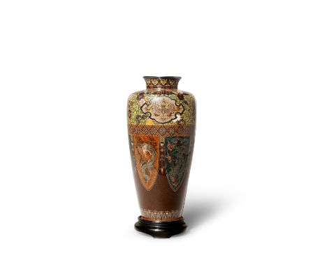 A JAPANESE CLOISONNE ENAMEL VASE IN THE STYLE OF NAMIKAWA YASUYUKI (1845-1927) MEIJI 1868-1912 The tall baluster body densely