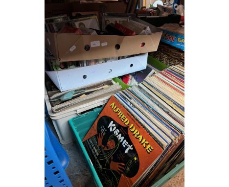 A box of 78s and 2 boxes of LPs and 45rpm records, 2 boxes of CDs and DVDs, A box of video cassettes including Disney, a Clas