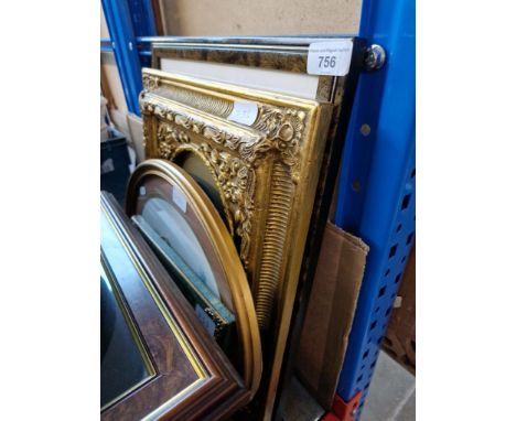 Four various prints including a French humorous dog print, gilt framed portrait, etc. 