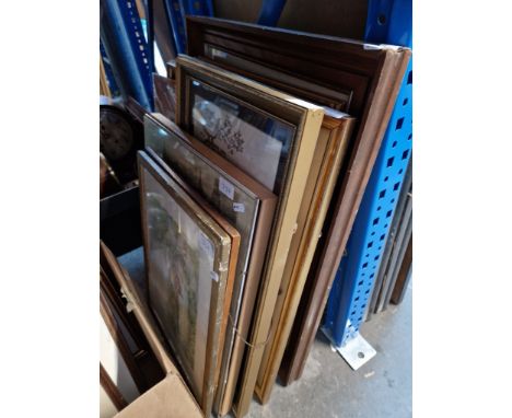 Various pictures and prints to include signed David Sheppard print, coloured lithograph after Hogarth, framed display of Brit