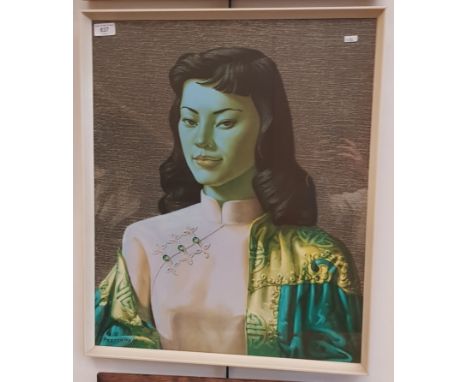 After Tretchikoff, 'Miss Wong', mid 20th century colour print, 50cm x 60cm, framed and glazed 63cm x 64cm. 