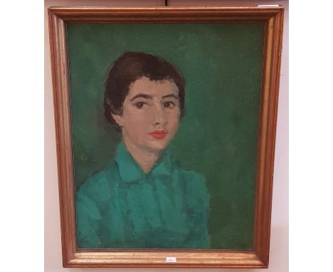 20th century school, oil on canvas, portrait of a woman, 37cm x 47cm, signed 'Bryan Senton 65' to lower right, framed, 42.5cm