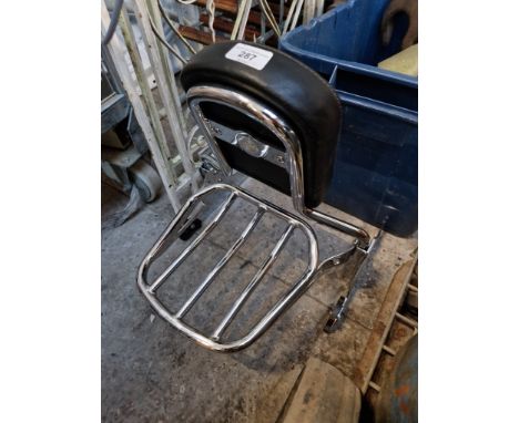 A Harley-Davidson chrome backrest/luggage rack. Condition:- some very light general wear but no sign of any damage or repair.