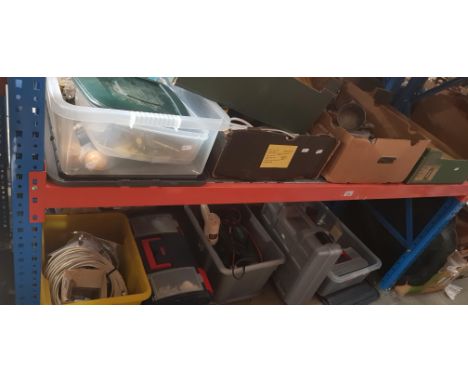 9 boxes and a toolbox containing tools, garage wares including router bits, electric drill, Bosch circular saw, planer, spira