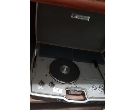 A Pye Cambridge portable battery powered/mains  record player/radio in a briefcase 