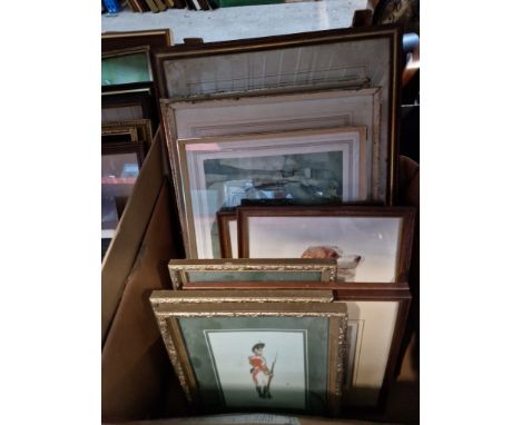 A box of pictures and prints to include signed limited editions, original works, William Russell Flint prints, watercolour po