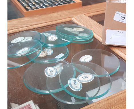 A box of French clock bevelled glass, vintage, but appear unused. 