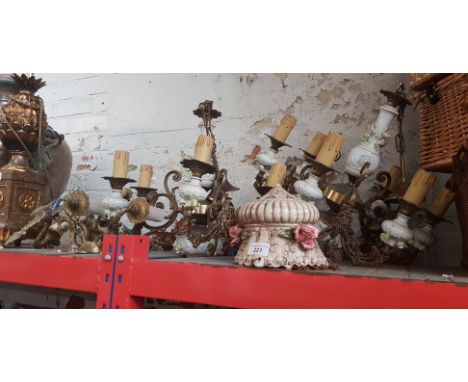 A pair of Capodimonte light fittings 