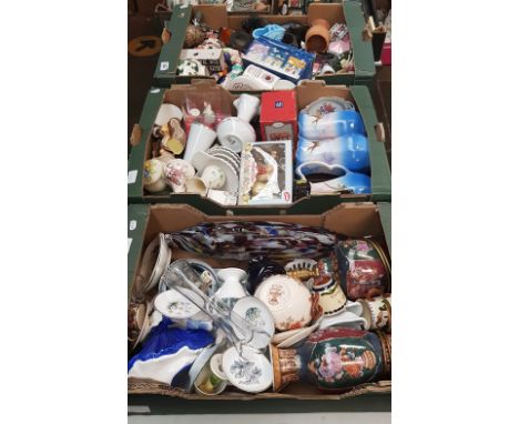 3 boxes of mixed glass, ceramics etc. including Mason’s, Limoges, Royal Worcester etc. 