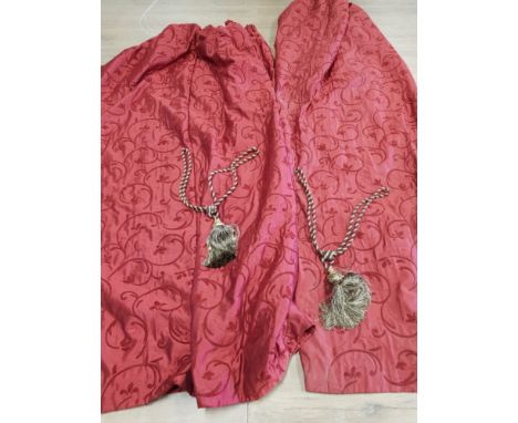 2 PAIRS OF FULLY LINED CURTAINS AND TIE BACKS