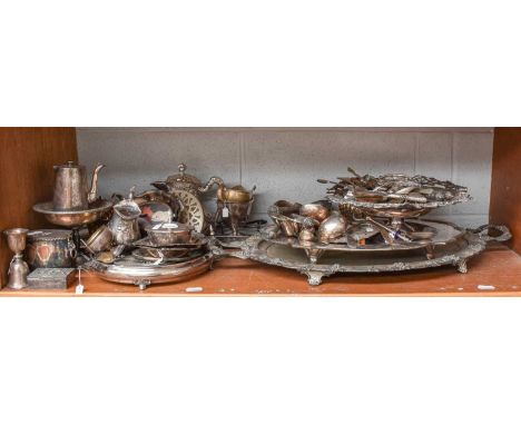 A Collection of Assorted Silver Plate, comprising a circular basket on spreading foot; an oval tray; a well and tree platter;