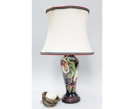 A Modern Moorcroft Queens Choice Pattern Lamp, designed by Emma Bossons, 24cm high