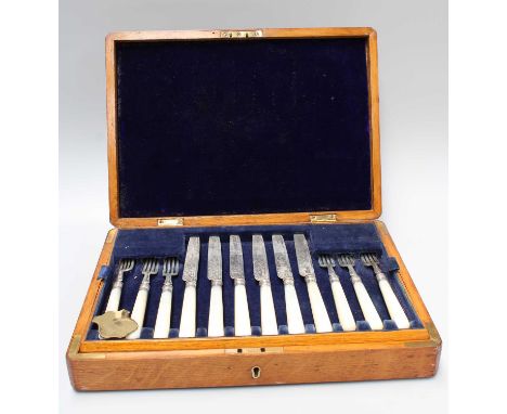 A Cased Set of Victorian Silver and Mother-of-Pearl Fruit-Eaters, The Silver Mounts by Atkin Brothers, Sheffield, 1898, 1899 