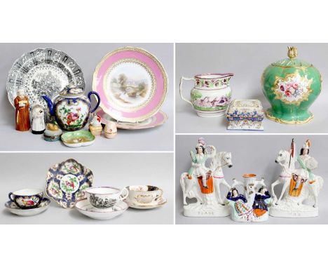 A Quantity of Mainly 19th Century Pottery and Porcelain, including a pair of Royal Worcester candle snuffers, large Coalport 