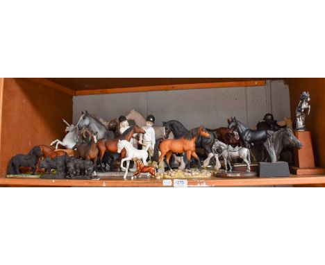 Horse Models and Figure Groups, by Various Makers, including: North Light, Aynsley, Teviotdale, Coalport etc.; together with 