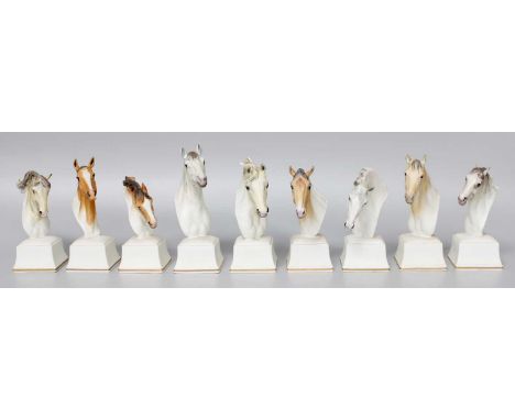 Royal Worcester Horse Busts, including 'Bronte', 'Eous', 'Aethon' and 'Chronos' etc. (9)No breaks or repairs. Some very minor