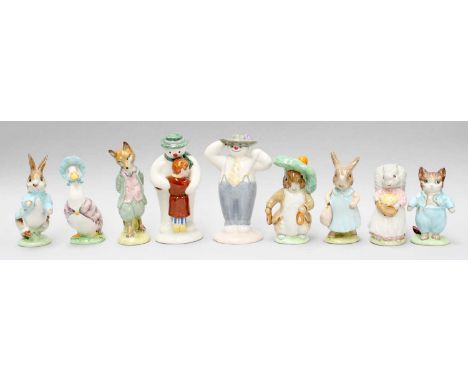 Beswick Beatrix Potter, including 'Peter Rabbit', 'Tom Kitten', 'Benjamin Bunny' etc., all BP-3; together with two Royal Doul