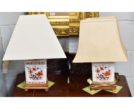A Pair of Japanese Imari Lamp Bases, including fittings 29cm high (2)