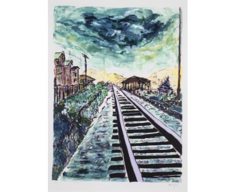 Bob Dylan (b.1941)Train Tracks (Green), from The Drawn Blank SeriesGicl&eacute;e in colours, 2020, signed in pencil, numbered