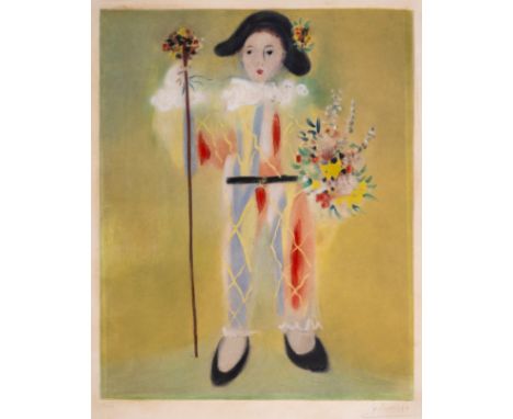 Pablo Picasso (1881-1973) after.Le Petit Pierrot aux FleursAquatint printed in colours, circa 1960, signed in pencil, numbere