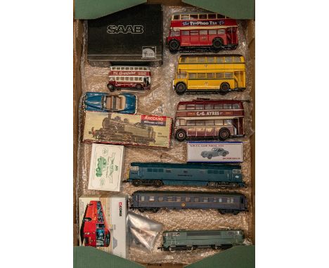 A French Hornby ACHO SNCF Class 131 2-6-2 Tank Locomotive. A W.M.T.C. Club Model 2020, Jaguar XK120, in grey, RN20. A SAAB 90