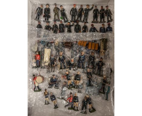 Quantity of Britains etc lead figures etc. Station Staff including Station Master, porters, Guard, various other staff and lu