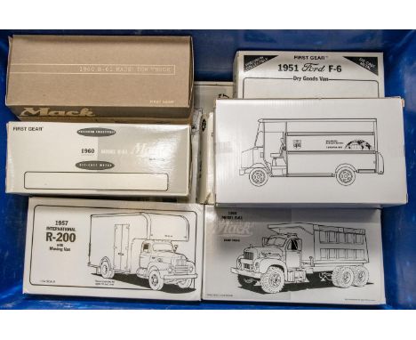 10 First Gear 1:34/1:32 scale American Trucks. 2x 1960 Model B-61 Mack Tractor &amp; Trailer 'Alliance Racing Team' and 'Bord