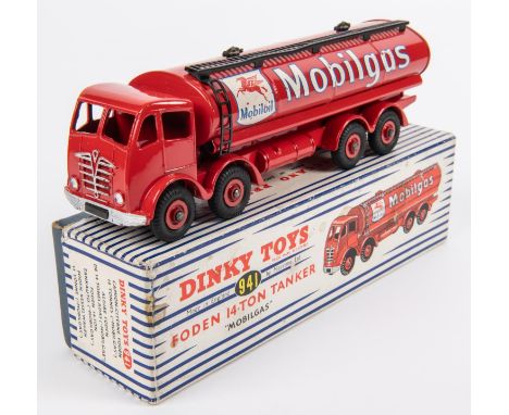 Dinky Supertoys Foden FG 14 Ton Tanker (941). In bright red Mobilgas livery, with ladder to roof. Boxed, minor wear/marking. 