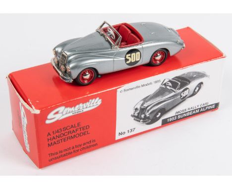 Somerville Models No. 137. 1953 Sunbeam Alpine (Moss Rally Car). Finished in metallic light blue with red interior. RN 500. B