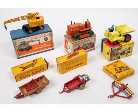 6 Dinky Toys. A Muir-Hill Dumper Truck (962) a late example in pale yellow, with red wheels and black rubber tyres, complete 
