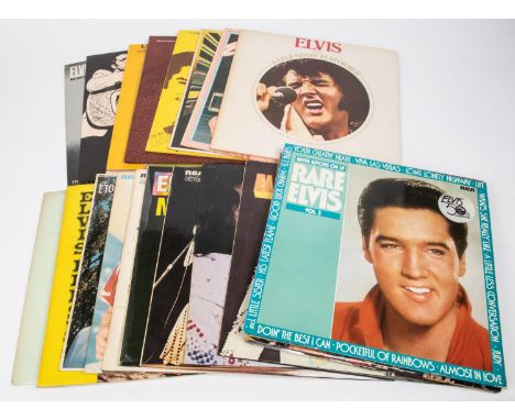 24x Elvis Presley LP record albums, etc. Including; The First Live Recordings. 14 Golden Hits. 10" No Seas Cruel. The First Y