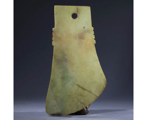 Spined jade axe from Shang dynasty   H19.2cm         W9.80cm
