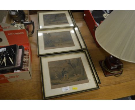A set of six framed and glazed hunting prints 