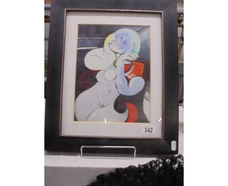 A framed and glazed Picasso style print of a nude study.