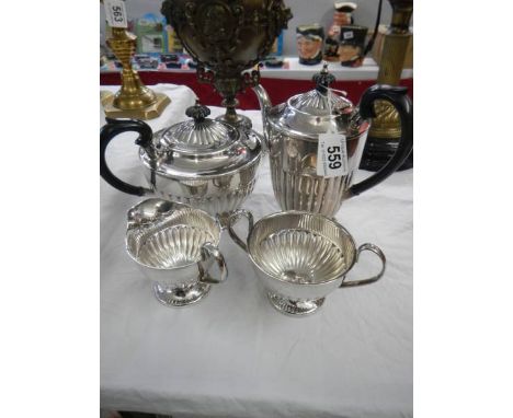 A good quality four piece silver plate tea set marked Sheffield.