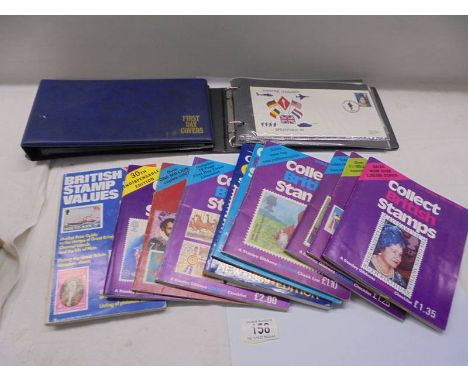 A quantity of stamp catalogues, an album first day covers and an empty album.