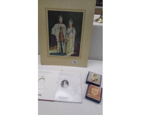 A full length study of King George VI &amp; Queen Elizabeth, A golden anniversary 2003 Crown &amp; bank note and a small book