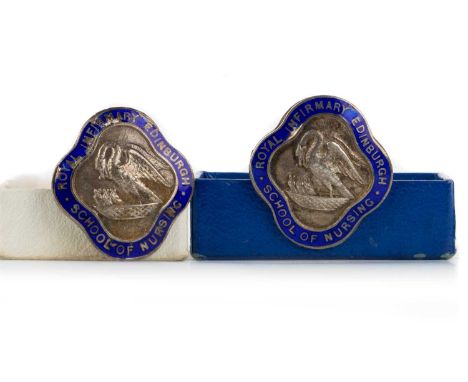 PAIR OF SILVER AND ENAMEL BROOCHES, ROYAL INFIRMARY EDINBURGH SCHOOL OF NURSING both inscribed M.M. Cameron 3294 to reverse3c