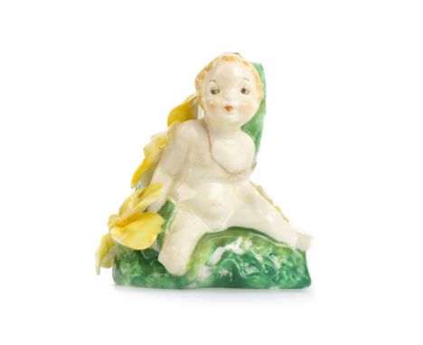 LESLIE HARRADINE FOR ROYAL DOULTON, FAIRY FIGURE, HN1393, 1930's a rare ceramic Royal Doulton figure by Leslie Harradine, han