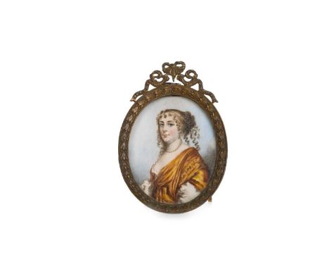 19TH CENTURY FRENCH SCHOOL, PORTRAIT MINIATURE OF A YOUNG LADY,  half-length, on ivory, framed and under glass, easel backedT